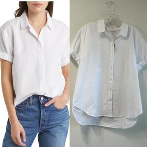 MADEWELL Central Shirt, Sort Sleeve, White, Button Up, Size L